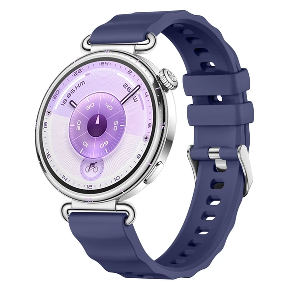 Sneezy Huawei Watch GT6 41mm İle Uyumlu SoftFlex Metal Tokalı Spor Silikon Akıllı Saat Kordonu  Lacivert ürün görseli 1