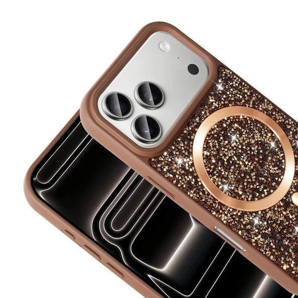 PTTAVM: iPhone 17 Pro Kılıf Pırlanta Tasarımlı M-safe Şarj
