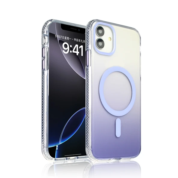 iPhone 11 Kılıf M-safe Şarj Özellikli Transparan Renk Geçişli ZNTH Toros Kapak - Lila ürün görseli 1