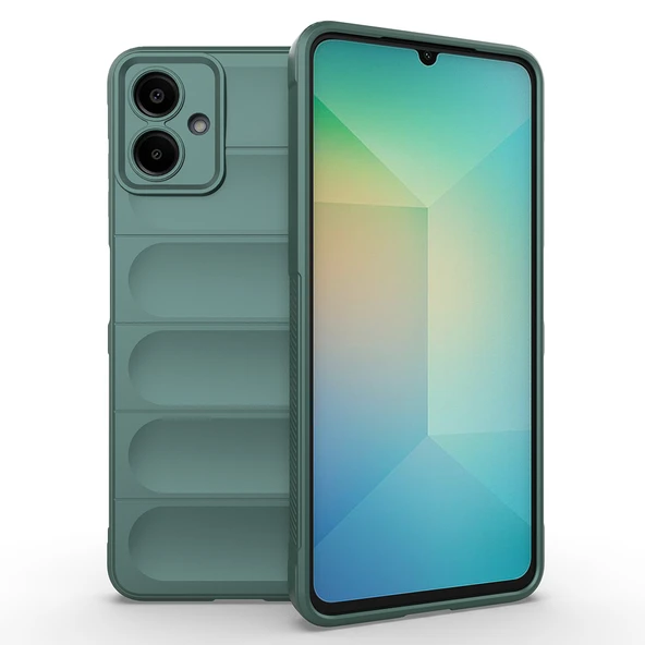 Galaxy A07 Kılıf Esnek TPU Oyuklu Arka Yüzey Tasarımlı ZNTH Etnik Silikon Kapak - Koyu Yeşil ürün görseli 1