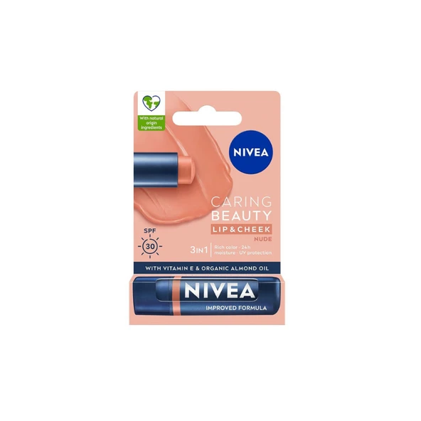 Nivea Lip Cheek Caring Beauty Nude Spf30 Dudak Bakım Kremi ürün görseli 1