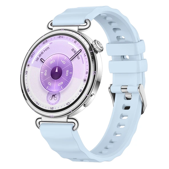 Sneezy Huawei Watch GT6 41mm İle Uyumlu SoftFlex Metal Tokalı Spor Silikon Akıllı Saat Kordonu  Mavi ürün görseli 1