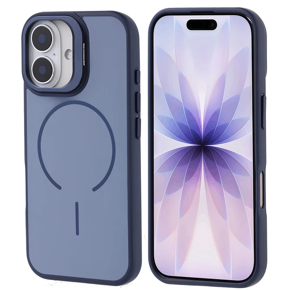 iPhone 17 Kılıf M-safe Şarj Özellikli Kamera Standlı ZNTH Notron Kapak - Lacivert ürün görseli 1