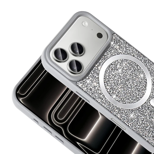 M Rgwa様用　iPhone17pro PTTAVM: iPhone 17 Pro Kılıf Pırlanta Tasarımlı M-safe Şarj