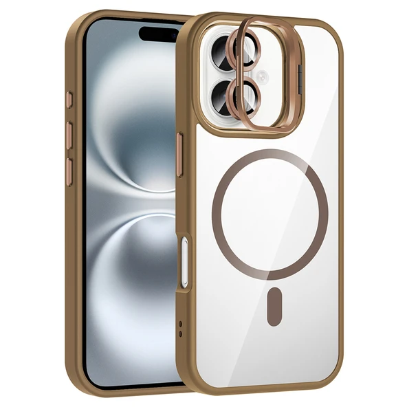 iPhone 17 Kılıf Standlı ve Kamera Lens Hediyeli M-Safe Şarj Özellikli ZNTH Etro Kapak - Desert Titan ürün görseli 1