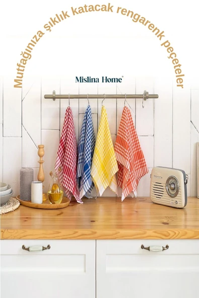 Mislina Home Pötikareli 5'li Kırmızı Alman Servis Peçetesi Mutfak Havlusu Beslenme Örtüsü Kurulama Bezi 47x67cm ürün görseli 1