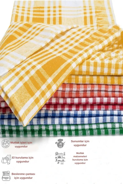 Mislina Home Pötikareli 5'li Kırmızı Alman Servis Peçetesi Mutfak Havlusu Beslenme Örtüsü Kurulama Bezi 47x67cm 2