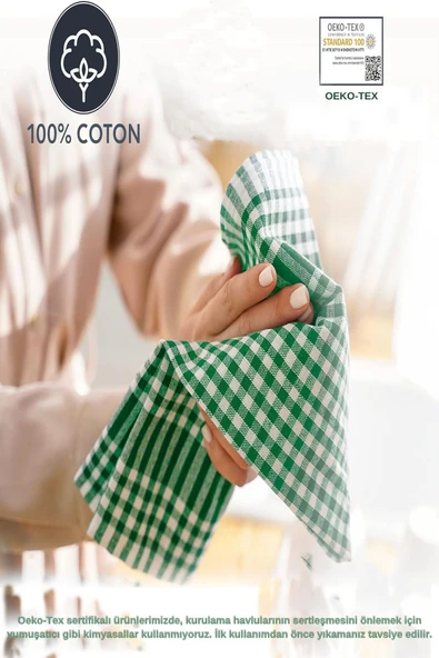 Mislina Home Pötikareli 5'li Kırmızı Alman Servis Peçetesi Mutfak Havlusu Beslenme Örtüsü Kurulama Bezi 47x67cm 4