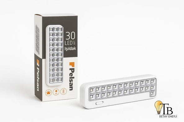 Pelsan 30 LED’li Şarjlı Işıldak  Depo ve Atölye İçin Güçlü Acil Aydınlatma  8 Saat Kesintisiz Işık ürün görseli 1