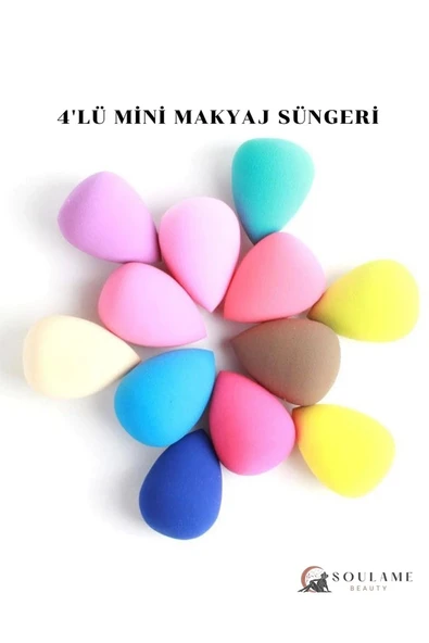 4'lü Profesyonel Yüz Make-Up Makyaj Sünger Seti Hediyelik Islak Kuru Kullanıma Uygun Makyaj Süngeri ürün görseli 1