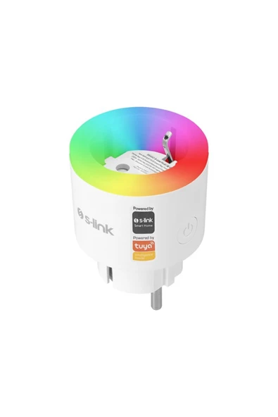 S-LINK SL-03 16A Akım Korumalı Akıllı Priz RGB Işıklı 2.4 G WIFI&BT TUYA Destekli ürün görseli 1