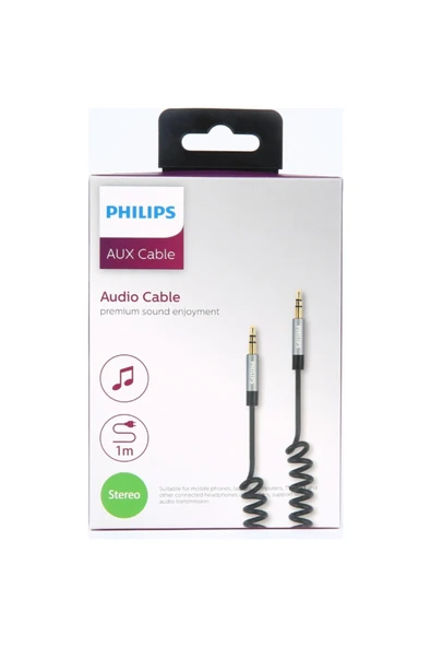 Philips Aux Spiral Kablo Siyah ürün görseli 1