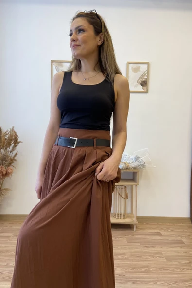 Kemerli Uzun Kloş Etek - Resim 6