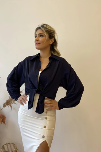Balon Kol Jessica Kumaş Gömlek - Resim 6