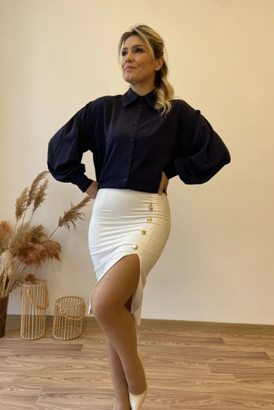 Balon Kol Jessica Kumaş Gömlek - Resim 8