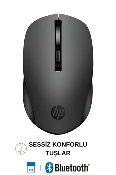 HP S1000R Çift Modlu 2,4ghz Kablosuz & Bluetooth V5.0 Sessiz Mouse Siyah | Ramwhite Garantili ürün görseli 1