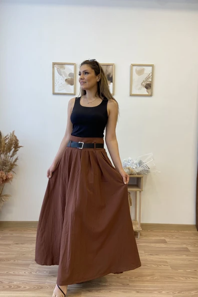 Kemerli Uzun Kloş Etek ürün görseli 1
