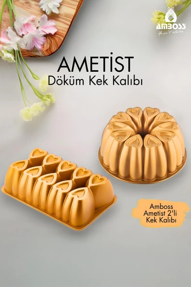 Ametist 2 Parça Döküm Kek Kalıbı ( Gold ) ürün görseli 1