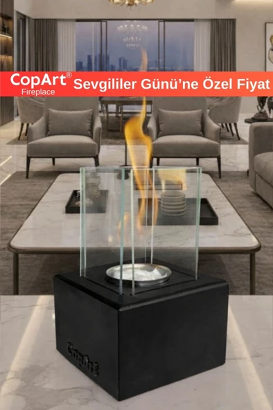 CopArt Muko Siyah Biyoetanol Masaüstü Şömine - 1 Lt Yakıt Hediyeli ürün görseli 1