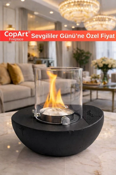 CopArt Meta Siyah Biyoetanol Masaüstü Şömine - 1 Lt Yakıt Hediyeli ürün görseli 1
