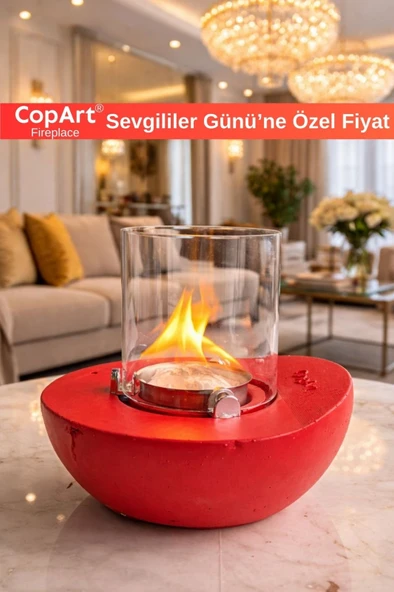 CopArt Meta Kırmızı Biyoetanol Masaüstü Şömine - 1 Lt Yakıt Hediyeli ürün görseli 1