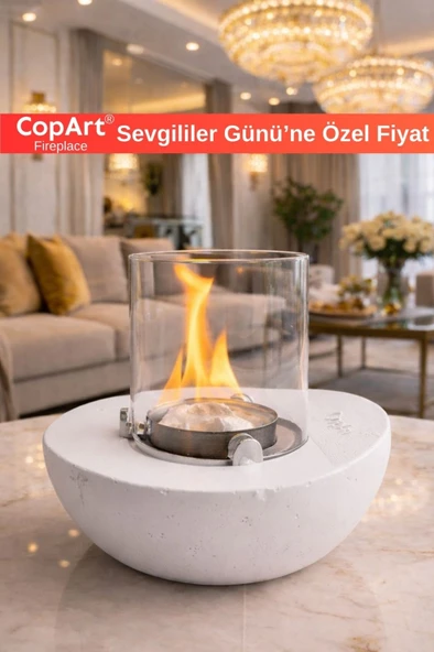 CopArt Meta Beyaz Biyoetanol Masaüstü Şömine - 1 Lt Yakıt Hediyeli ürün görseli 1