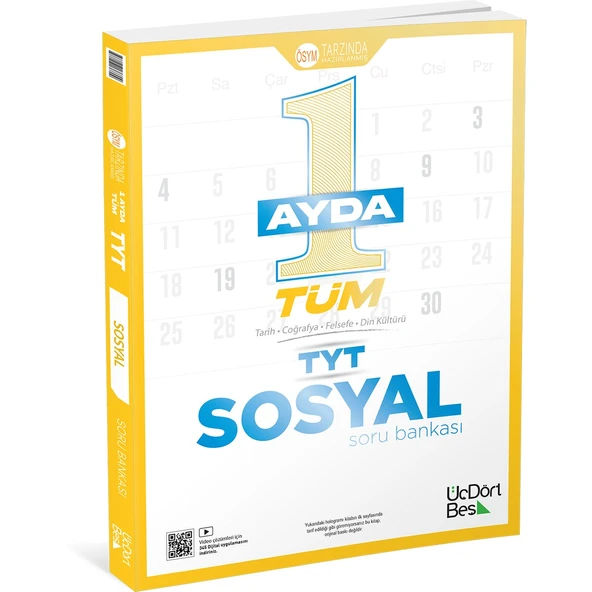 Üç Dört Beş Yayıncılık TYT Sosyal Bilgiler Soru Bankası 12. Sınıf Üniversite Hazırlık Tek Kitap ürün görseli 1