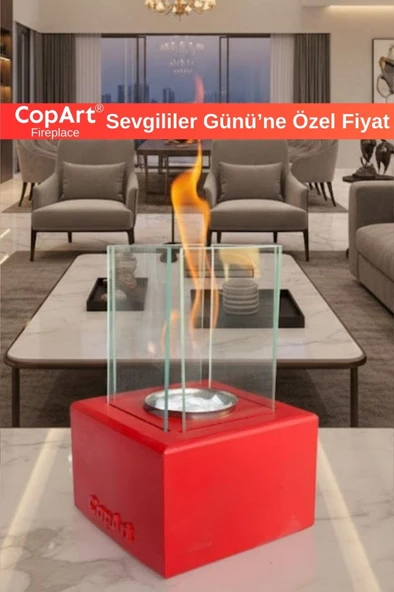 CopArt Muko Kırmızı Biyoetanol Masaüstü Şömine - 1 Lt Yakıt Hediyeli ürün görseli 1
