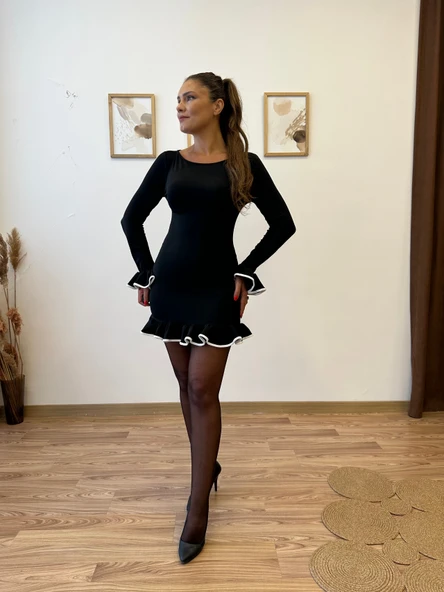 Volanlı Biyeli Mini Elbise ürün görseli 1
