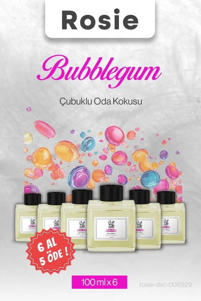 Bubblegum (sakız) 6 AL 5 ÖDE, Rosie Çubuklu Oda Kokusu 100 ml ürün görseli 1