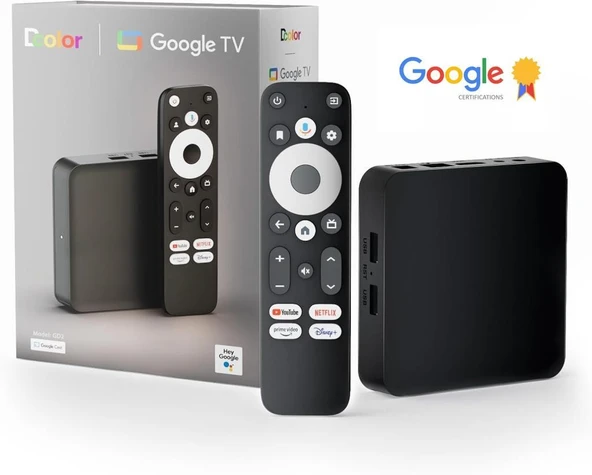 Dcolor GD2 Android 14 Google TV 4K Lisanslı Ultra HD TV Box Netfilix L1 Sertifika HDR10+ 2GB/32GB ürün görseli 1