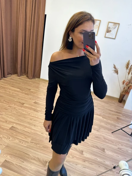 Drapeli Sandy Mini Elbise - Resim 9