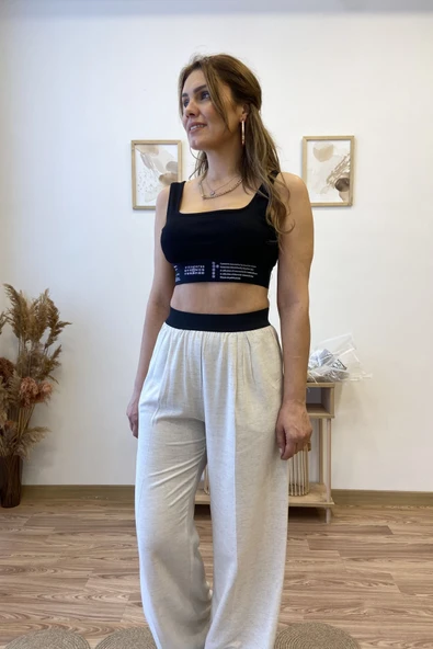 Keten Bel Detaylı Pantolon - Resim 4