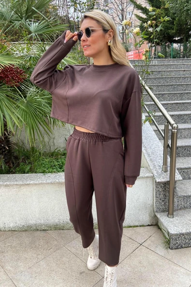 Oysho Kumaş Crop Eşofman İkili Takım ürün görseli 1