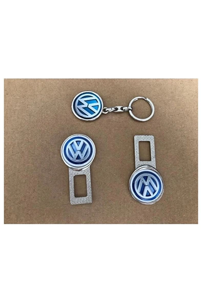 Volkswagen Uyumlu İkaz Ses Susturucu Metal Toka 1 Çift ve 1 Adet Anahtarlık ürün görseli 1