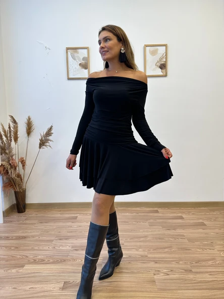 Drapeli Sandy Mini Elbise - Resim 8