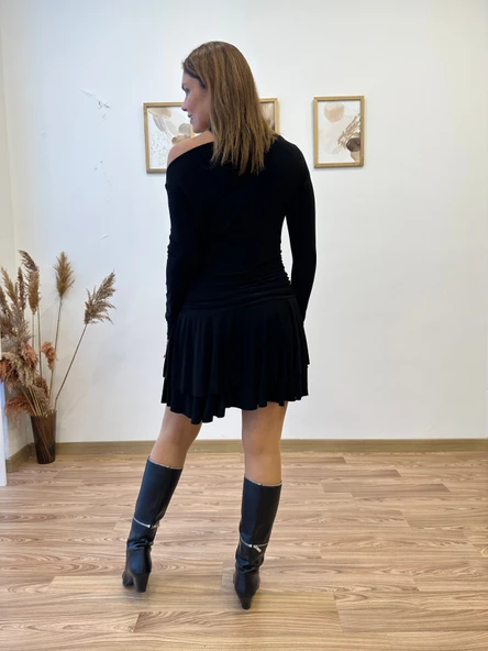 Drapeli Sandy Mini Elbise - Resim 4