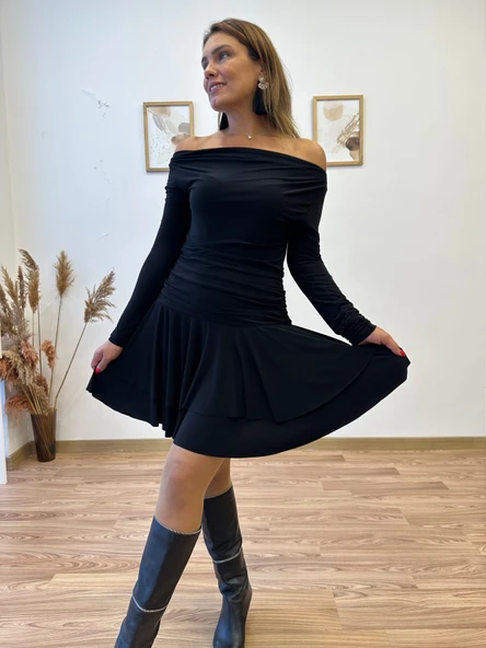 Drapeli Sandy Mini Elbise - Resim 6