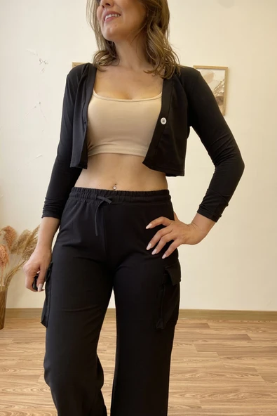 Crop Ceketli Eşofman Takım - Resim 12