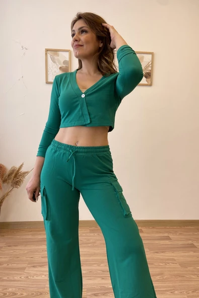 Crop Ceketli Eşofman Takım - Resim 7