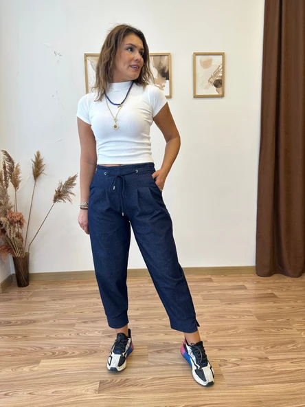 Jean Görünümlü Jogger Pantolon - Resim 5