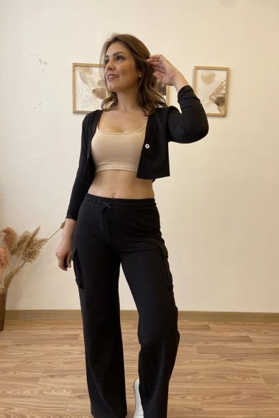 Crop Ceketli Eşofman Takım - Resim 8