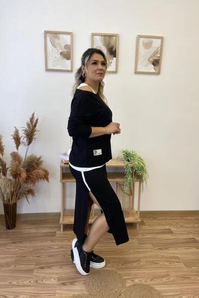 Arma Ve Şerit Detaylı Viscon Üçlü Takım - Resim 2
