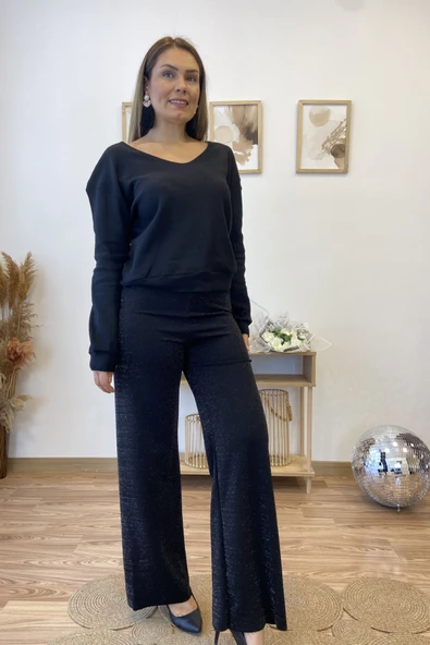 Simli Örme Likralı Pantolon - Resim 5