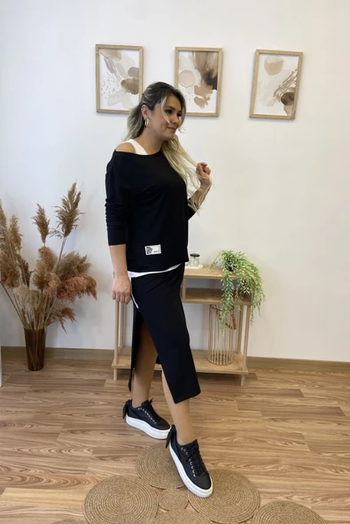 Arma Ve Şerit Detaylı Viscon Üçlü Takım - Resim 4