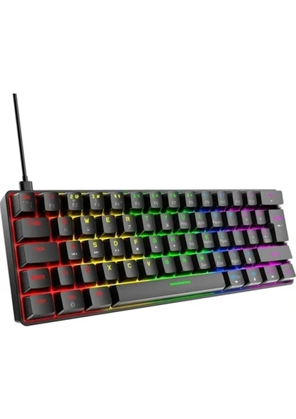 T60 Siyah Kırmızı Switch Rgb Klavye Kablolu Gaming Oyuncu Klavyesi ürün görseli 1