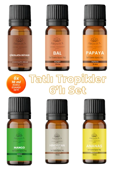 Tatlı Tropikler 6'lı Set Oda Kokusu Esansı - Kremalı & Egzotik (6x10ml) ürün görseli 1