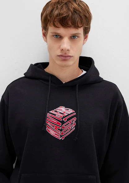 Mavi 0S10397 Baskılı Erkek Kapüşonlu Sweatshirt - Resim 3
