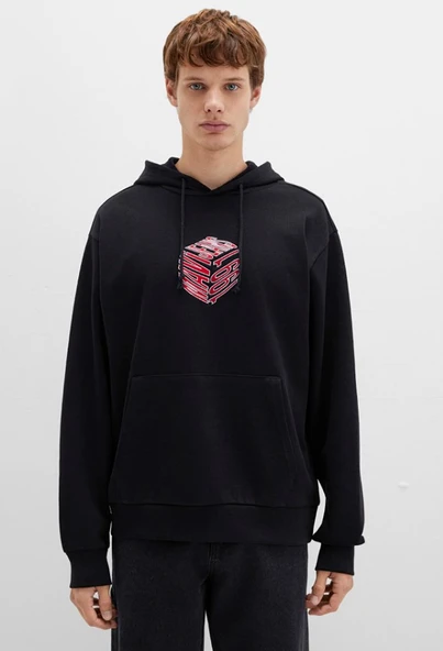 Mavi 0S10397 Baskılı Erkek Kapüşonlu Sweatshirt - Resim 4