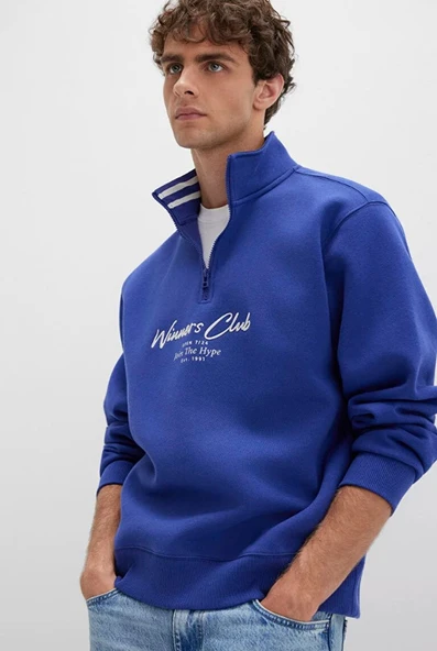 Mavi 0S10488-70695 Winners Club Baskılı Yarım Fermuarlı Sweatshirt ürün görseli 1
